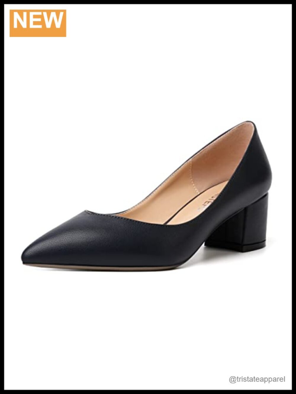 Womens Pointed Toe Slip On Chunky Low Heel Pumps 2 Inch Dress Shoes